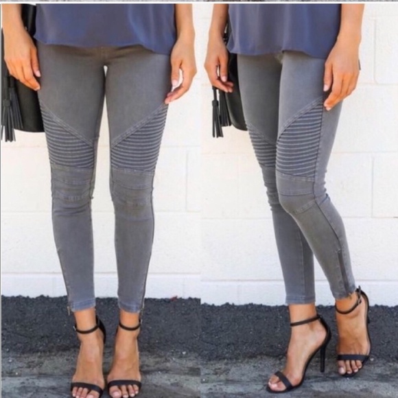 New Mix Pants - Charcoal Moto Jeggings